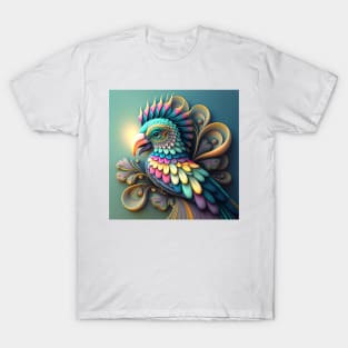 A Fractal Design in A Parrot Motif T-Shirt